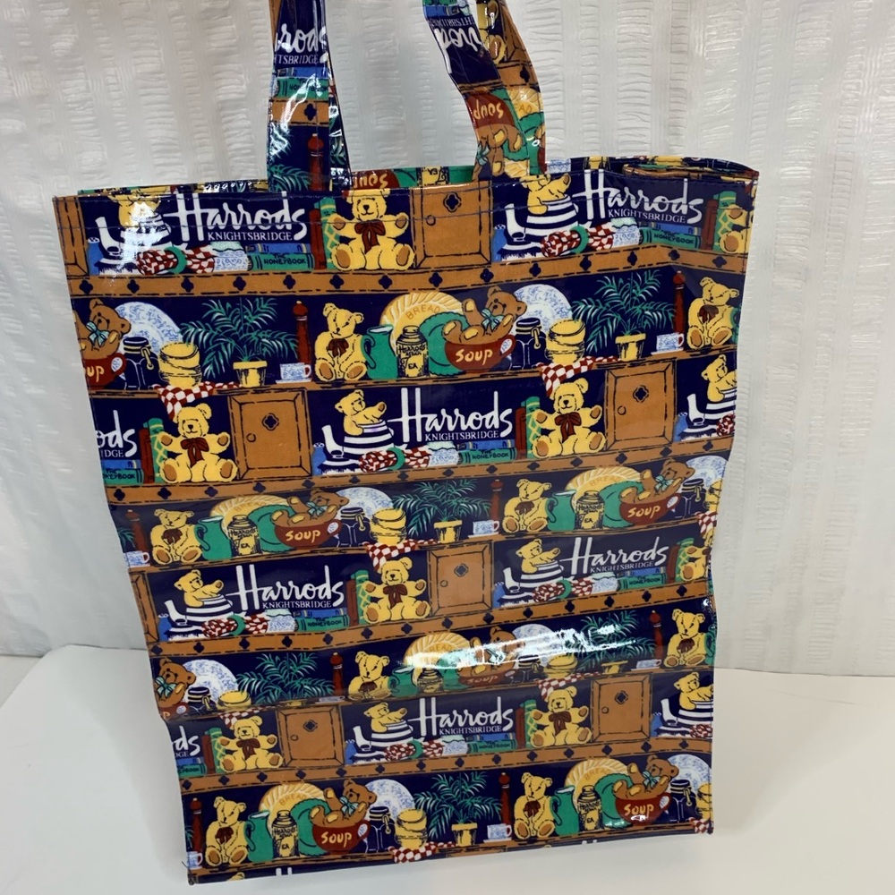 Harrods Multicolor Vinyl Illustrated Tote